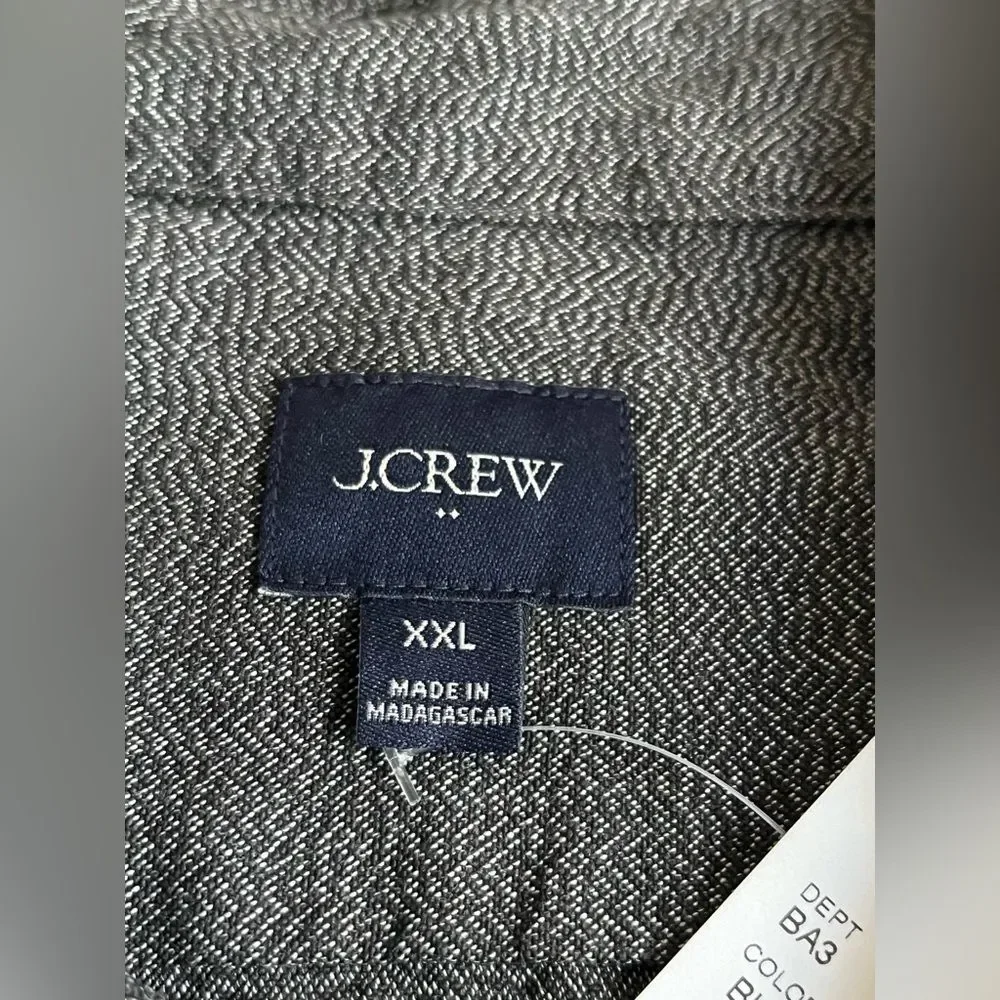 J Crew Men's Jaspé Shirt Button Front Classic Black 100% Cotton NEW